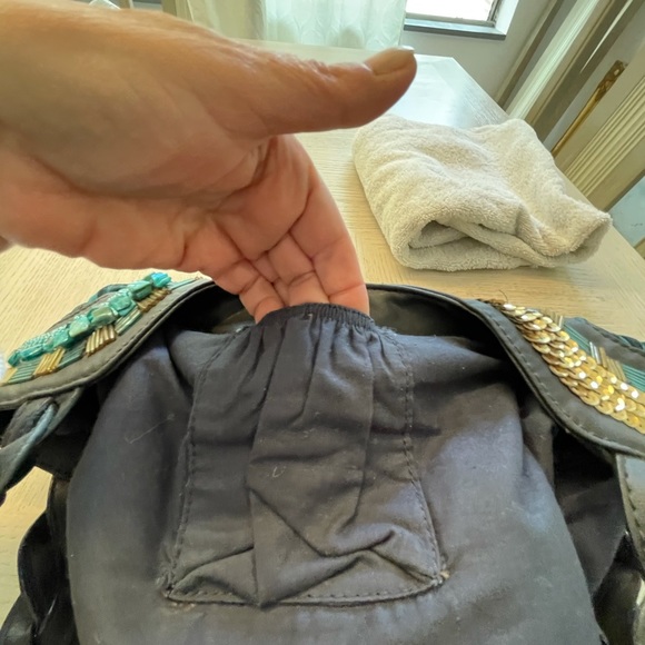 Chico’s Silk Chiffon Beaded Bag Sz L - Picture 5 of 9